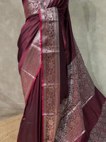 Maroon katan Banarasi silk saree- PIH38D
