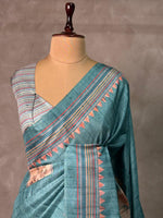 Blue Semi tusser silk saree - KRUPT2