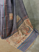 Grey Semi tusser silk saree - KRUPT7