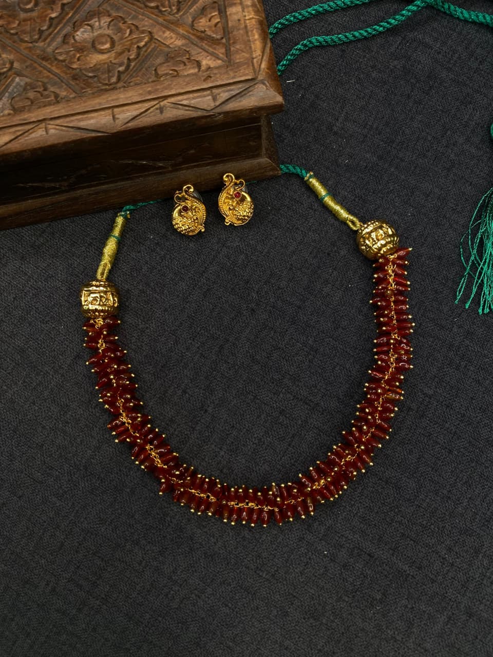 Maroon beaded Necklace- JW129B