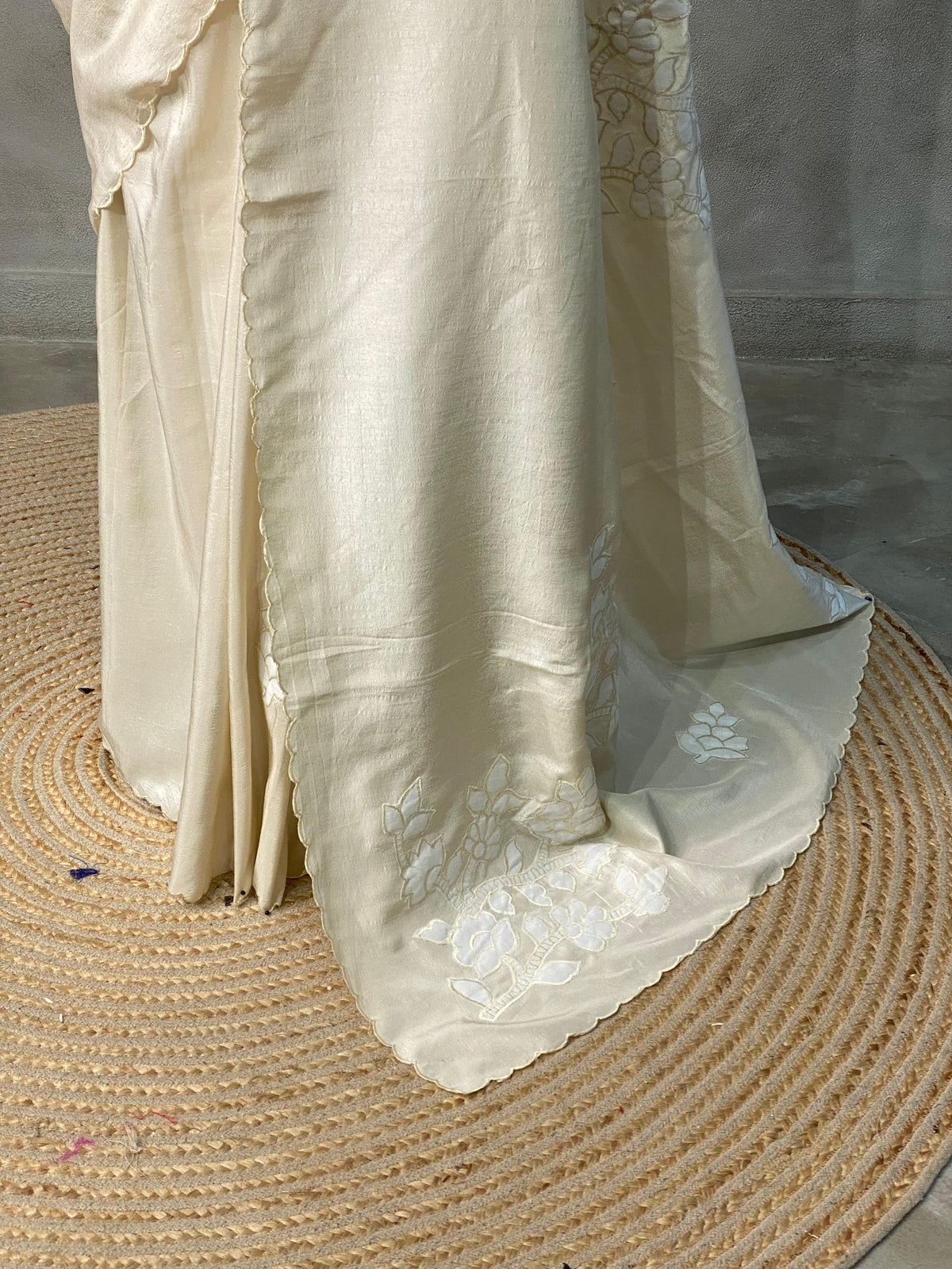 Off white tusser silk silk saree - PBR13