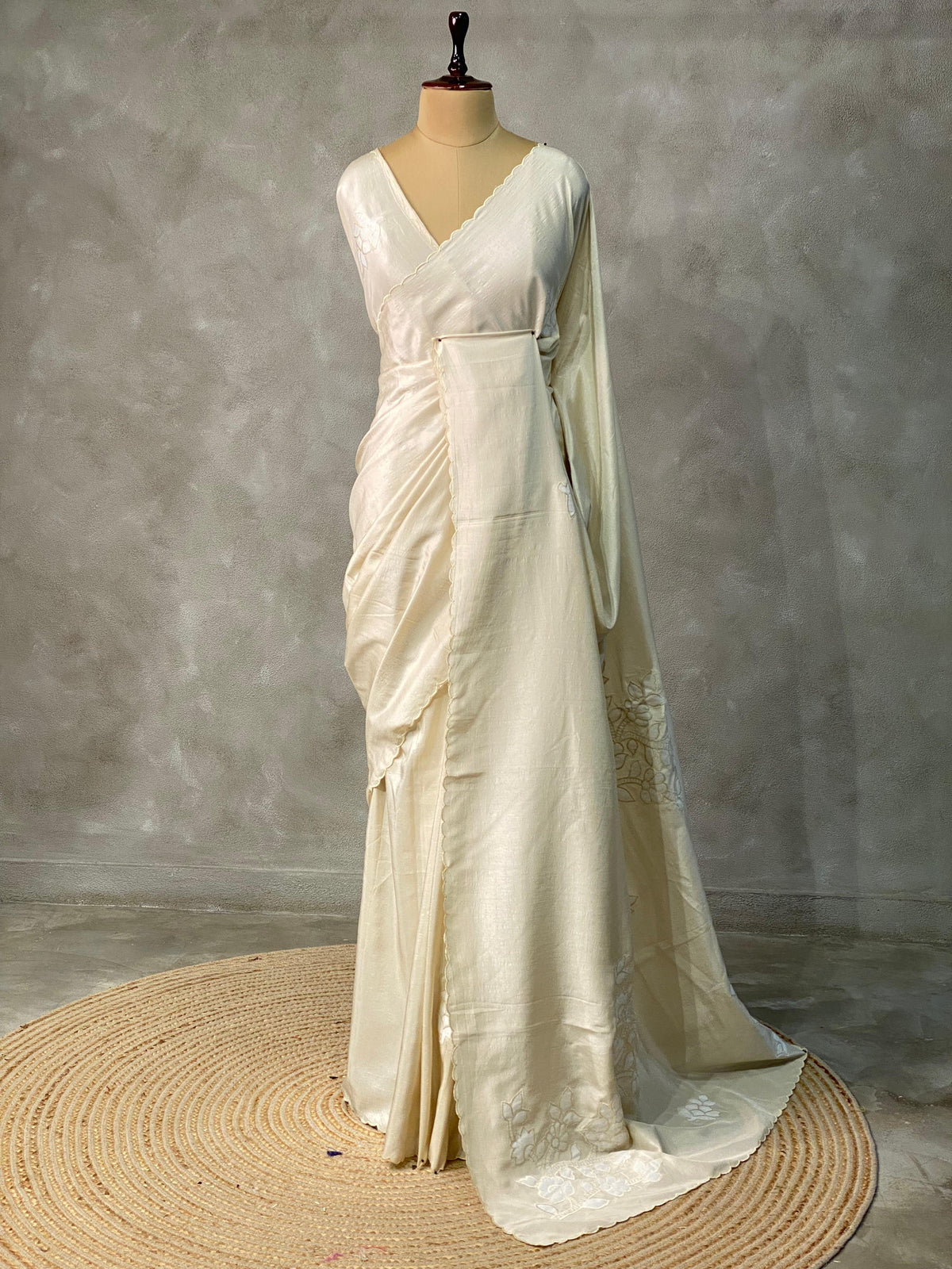 Off white tusser silk silk saree - PBR13