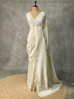 Off white tusser silk silk saree - PBR13