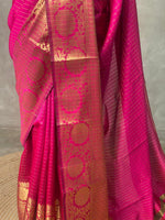 Rani Pink Semi Banarasi saree - LZ9G