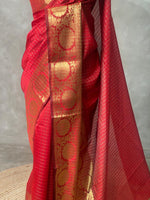 Maroon red Semi Banarasi saree - LZ9E