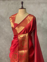 Maroon red Semi Banarasi saree - LZ9E