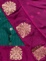 Peacock blue and Magenta pure soft silk saree - PSOFTD3