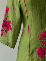 Olive Green and magenta mul chanderi salwar set -SMUL1 -SIZE40