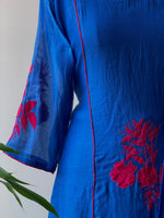 Blue and magenta mul chanderi salwar set -SMUL2-SIZE42