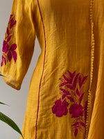 Yellow and magenta mul chanderi salwar set -SMUL3 -SIZE40