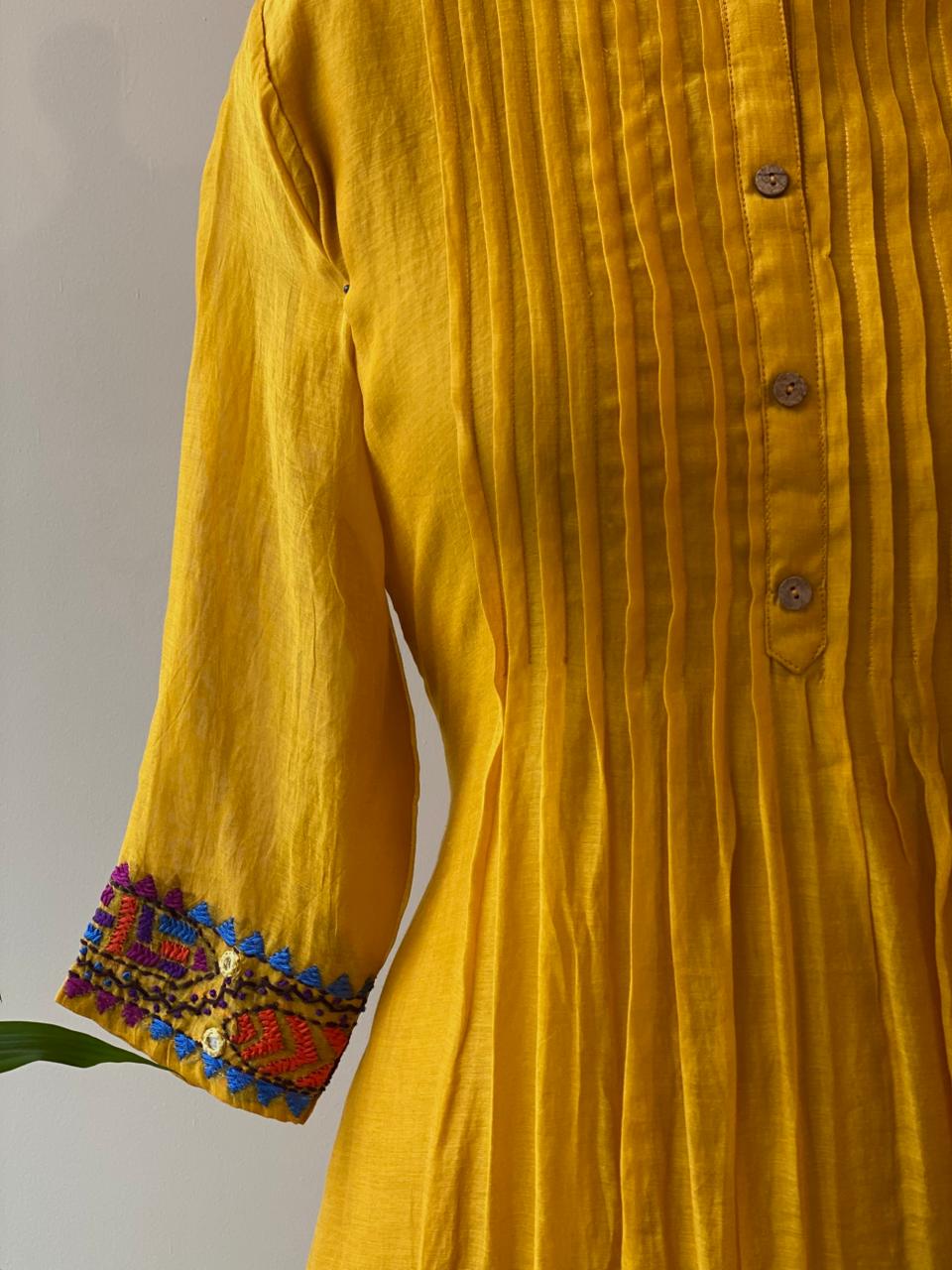 Yellow Pure mul chanderi salwar set -SMUL4 -SIZE40
