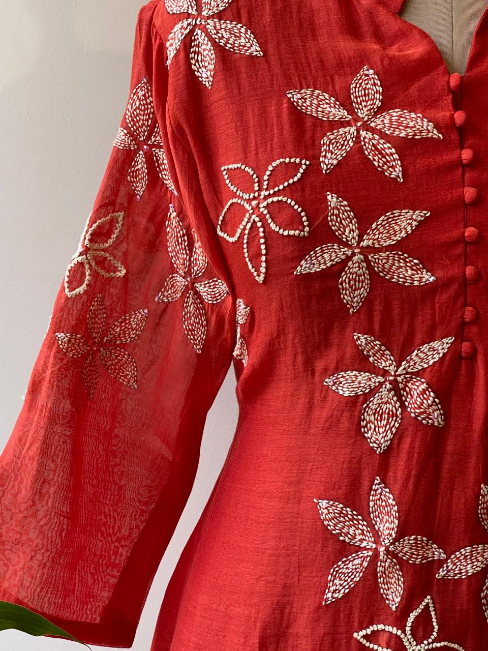 Red Pure mul chanderi salwar set -SMUL6 -SIZE40