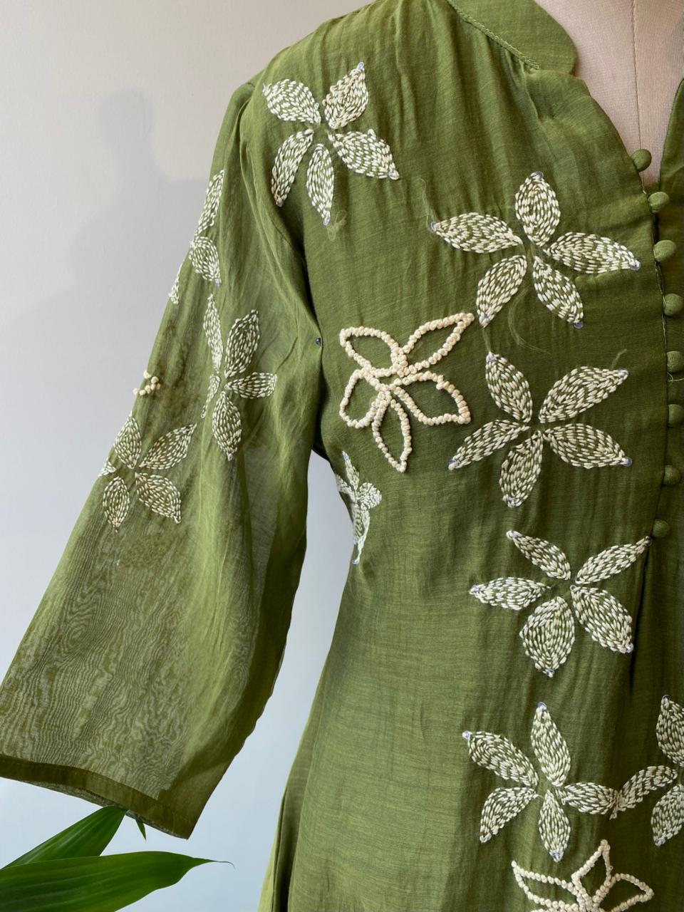 Green Pure mul chanderi salwar set -SMUL7-SIZE38