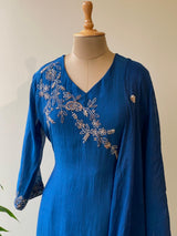Blue Pure mul chanderi salwar set -SMUL9 -SIZE42