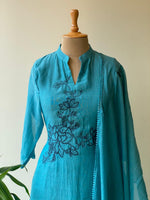 Blue Pure mul chanderi salwar set -SMUL12-SIZE40