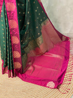 Bottle green and Magenta pure soft silk saree - PSOFTD6