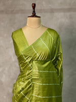 Olive Green Tusser silk saree -SOT9