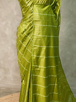 Olive Green Tusser silk saree -SOT9
