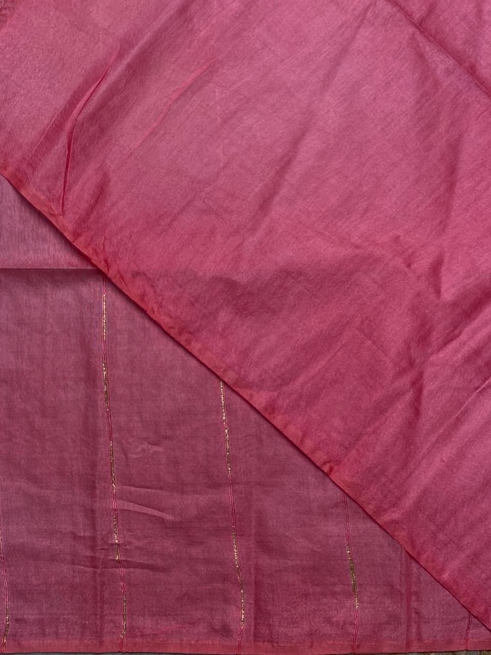 Dark Pink Tusser silk saree -SOT10