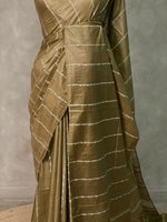 Moss green Tusser silk saree -SOT11