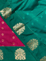 Magenta and Green Green pure soft silk saree - PSOFTD5