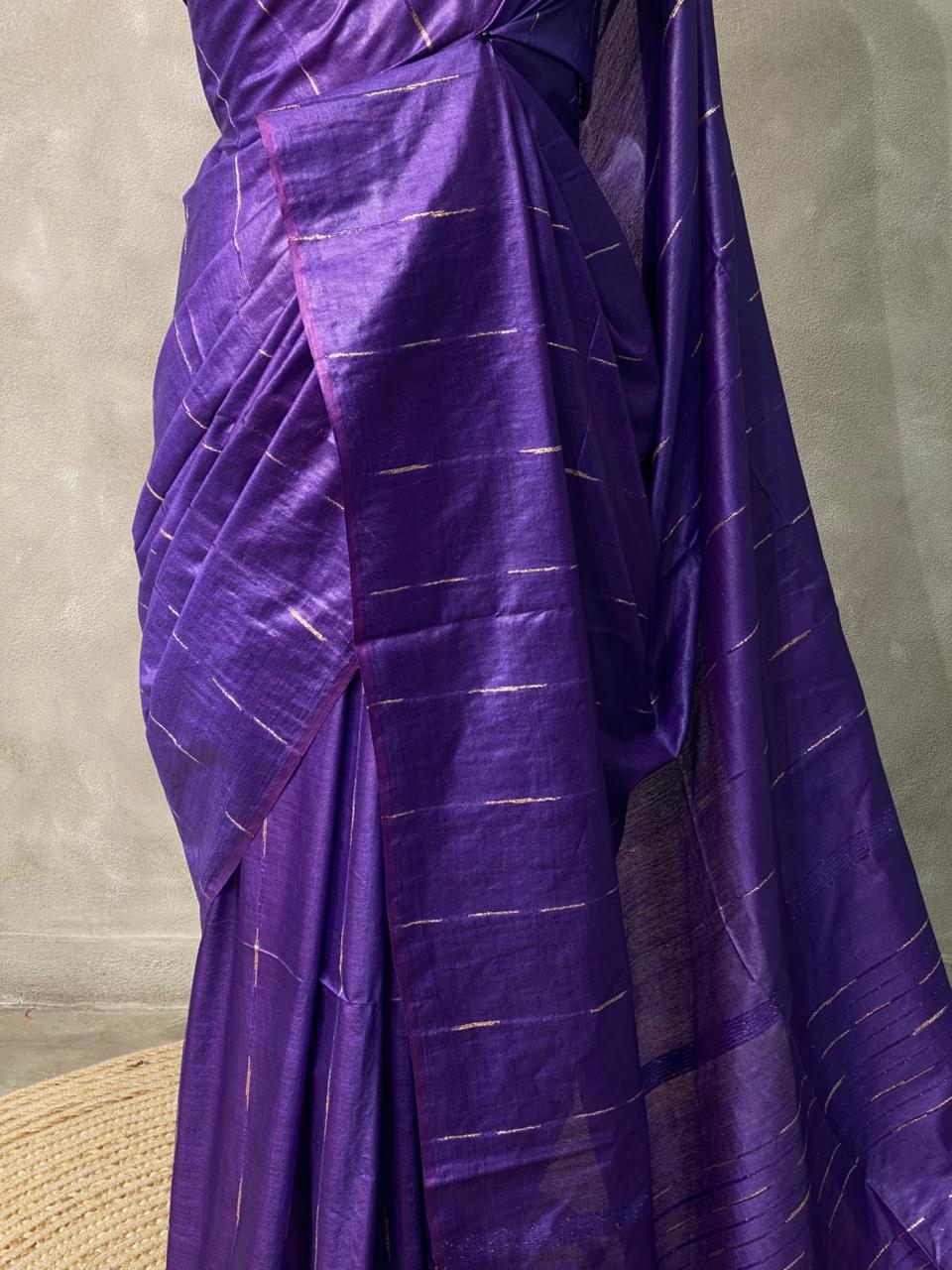 Violet Tusser silk saree -SOT7