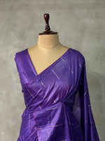 Violet Tusser silk saree -SOT7