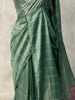 Moss green and onion pink Tusser silk saree -SOT18