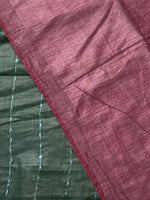 Moss green and onion pink Tusser silk saree -SOT18