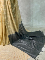 Deep sandal and Ash Tusser silk saree -SOT17