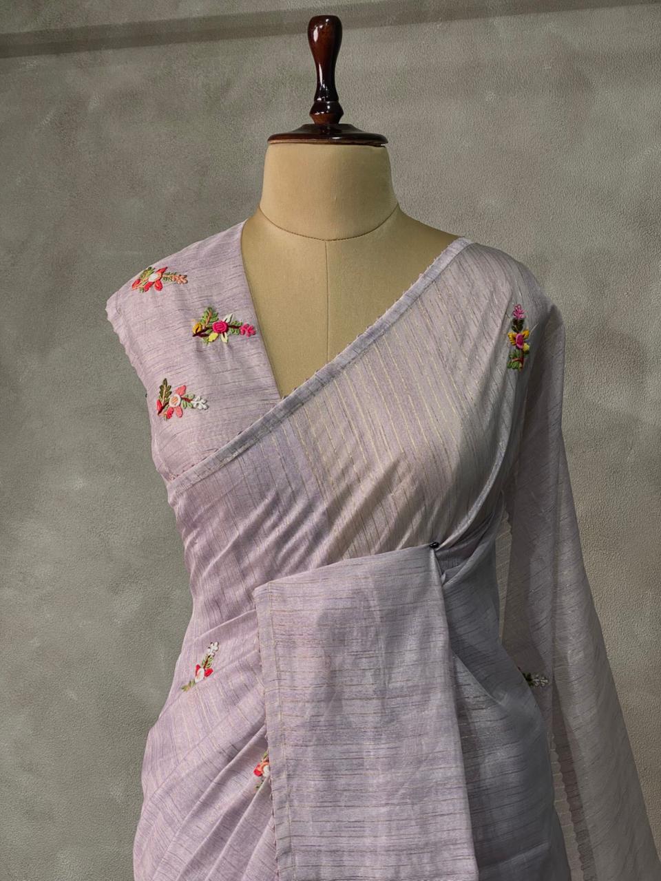 Lavender jute tissuesaree -VR2B