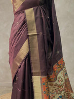 Brown chanderi cotton silksaree -KRUPB