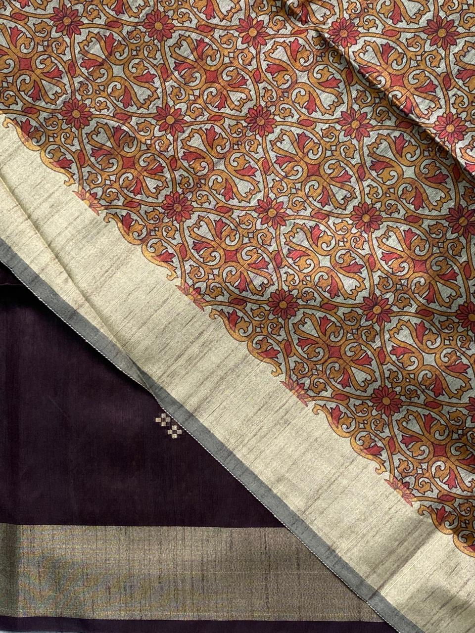 Brown chanderi cotton silksaree -KRUPB