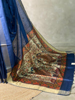 Blue Chanderi cotton silksaree -KRUPB2