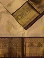 Beige and Deep purple kanchipuram silk saree- PSSR248