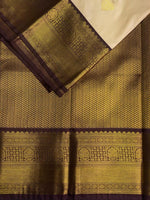 Beige and Deep purple kanchipuram silk saree- PSSR248