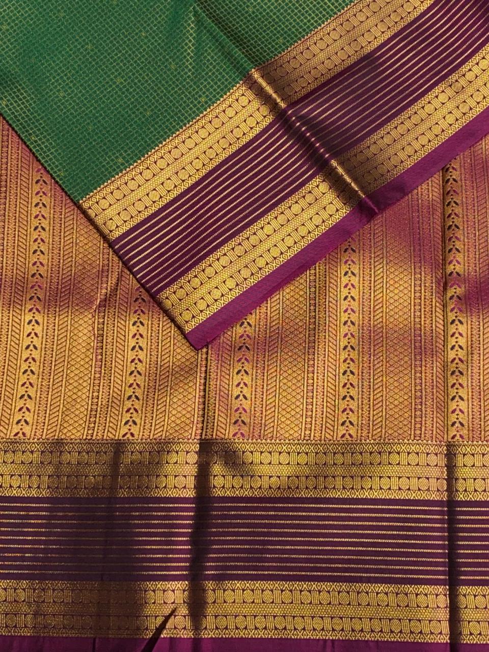 Green and Purple kanchipuram silk saree- PSSR254