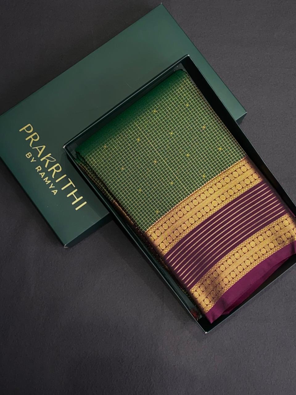 Green and Purple kanchipuram silk saree- PSSR254