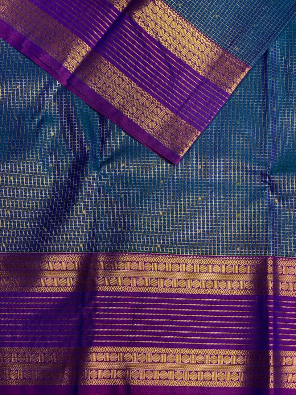 Blue and Violet kanchipuram silk saree- PSSR255