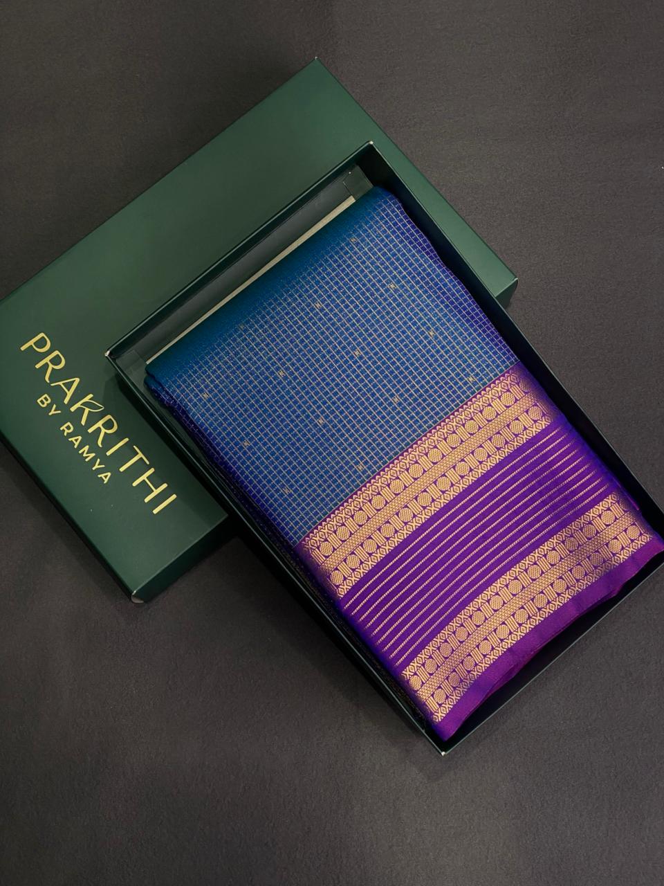 Blue and Violet kanchipuram silk saree- PSSR255