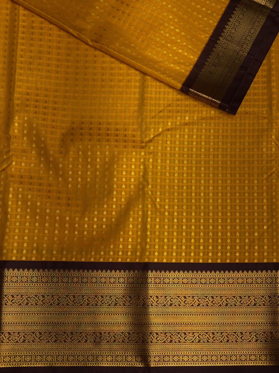 Yellow and deep purple kanchipuram silk saree- PSSR261