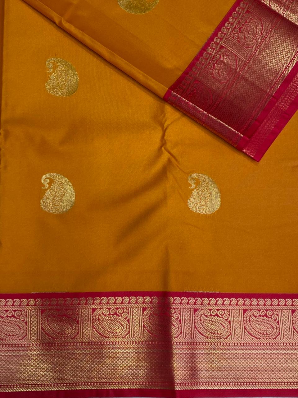 Yellow and Magenta kanchipuram silk saree- PSSR262