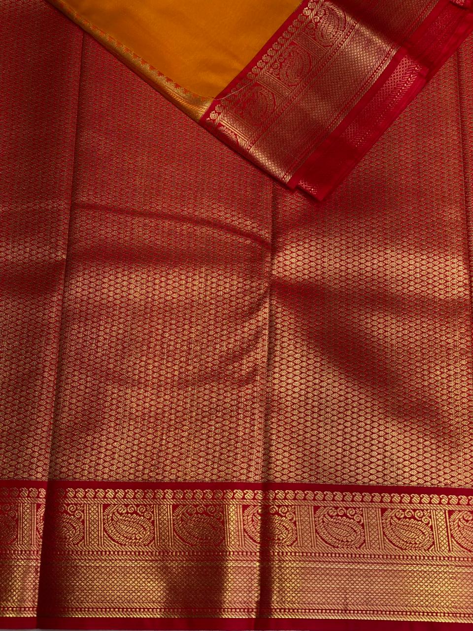 Yellow and Magenta kanchipuram silk saree- PSSR262