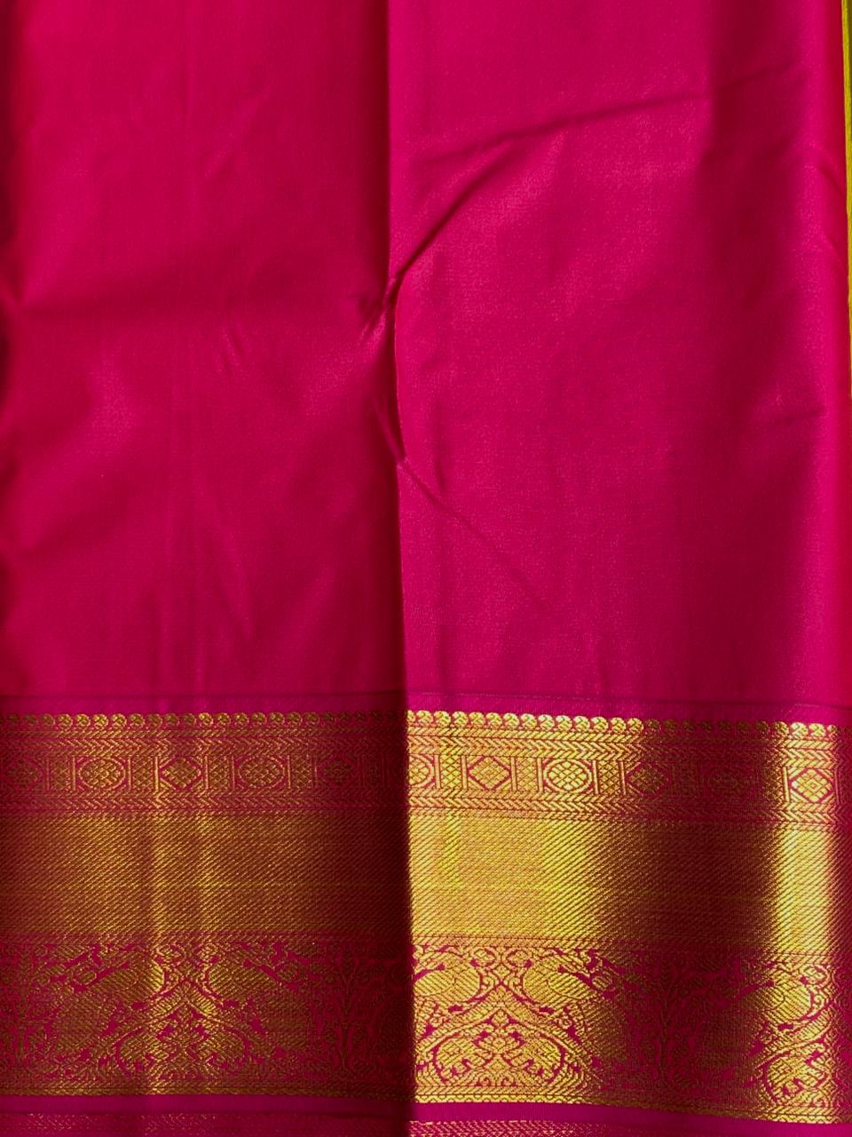 Olive Green and magenta kanchipuram silk saree- PSSR264