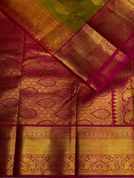 Olive Green and magenta kanchipuram silk saree- PSSR264