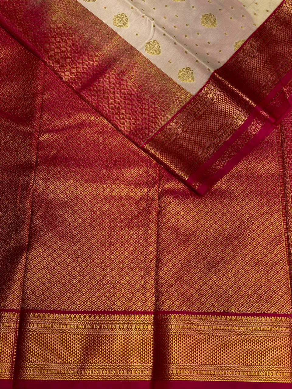 Sandal and magenta kanchipuram silk saree- PSSR260