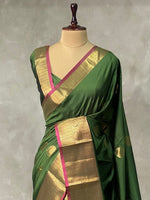 Olive Green and Magenta semi kanchipuram soft silk saree - PSSN142