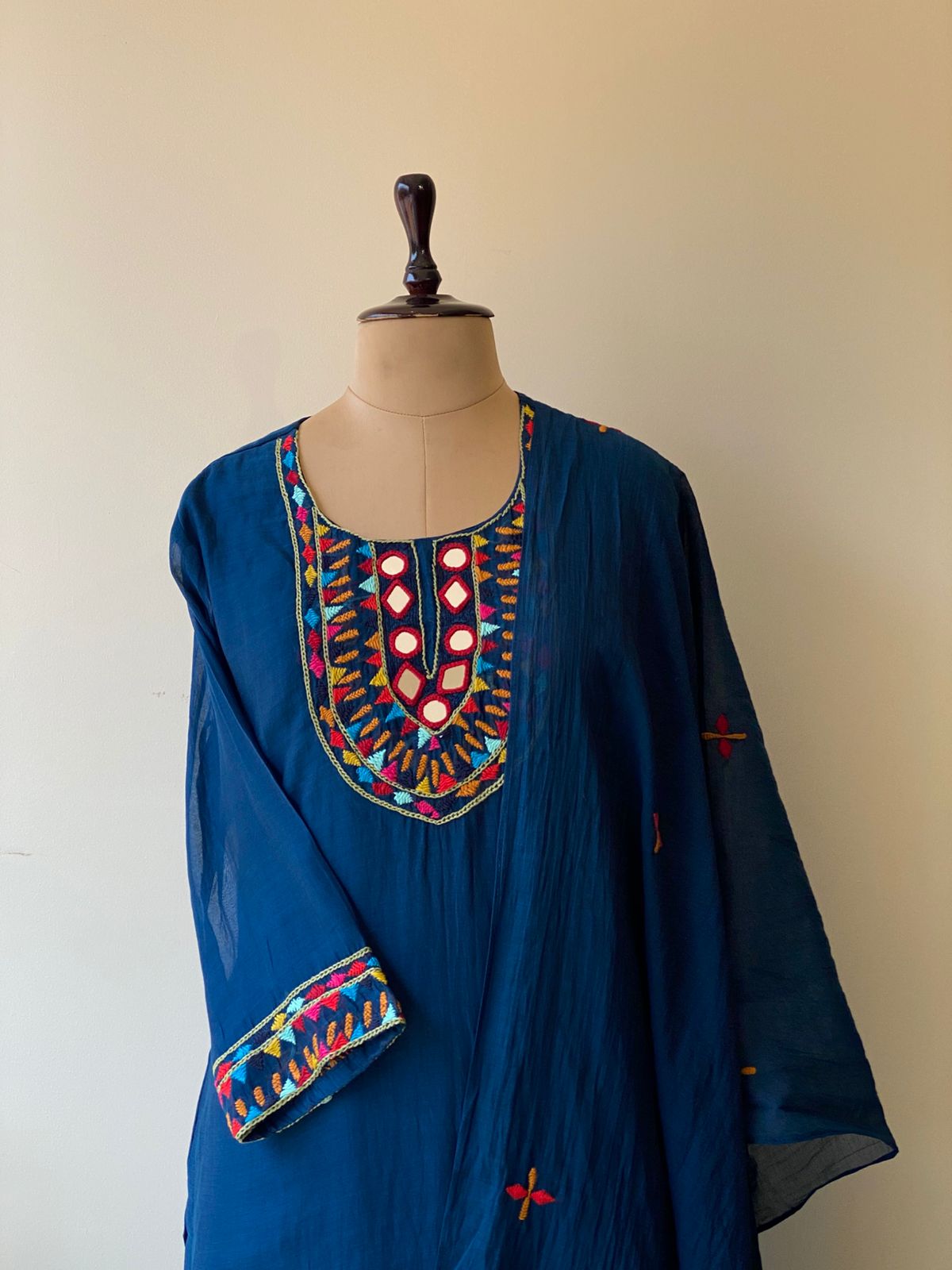 Blue mul chanderi salwar set -SMUL30- SIZE42