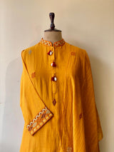 Yellow Pure mul chanderi salwar set -SMUL34- SIZE44