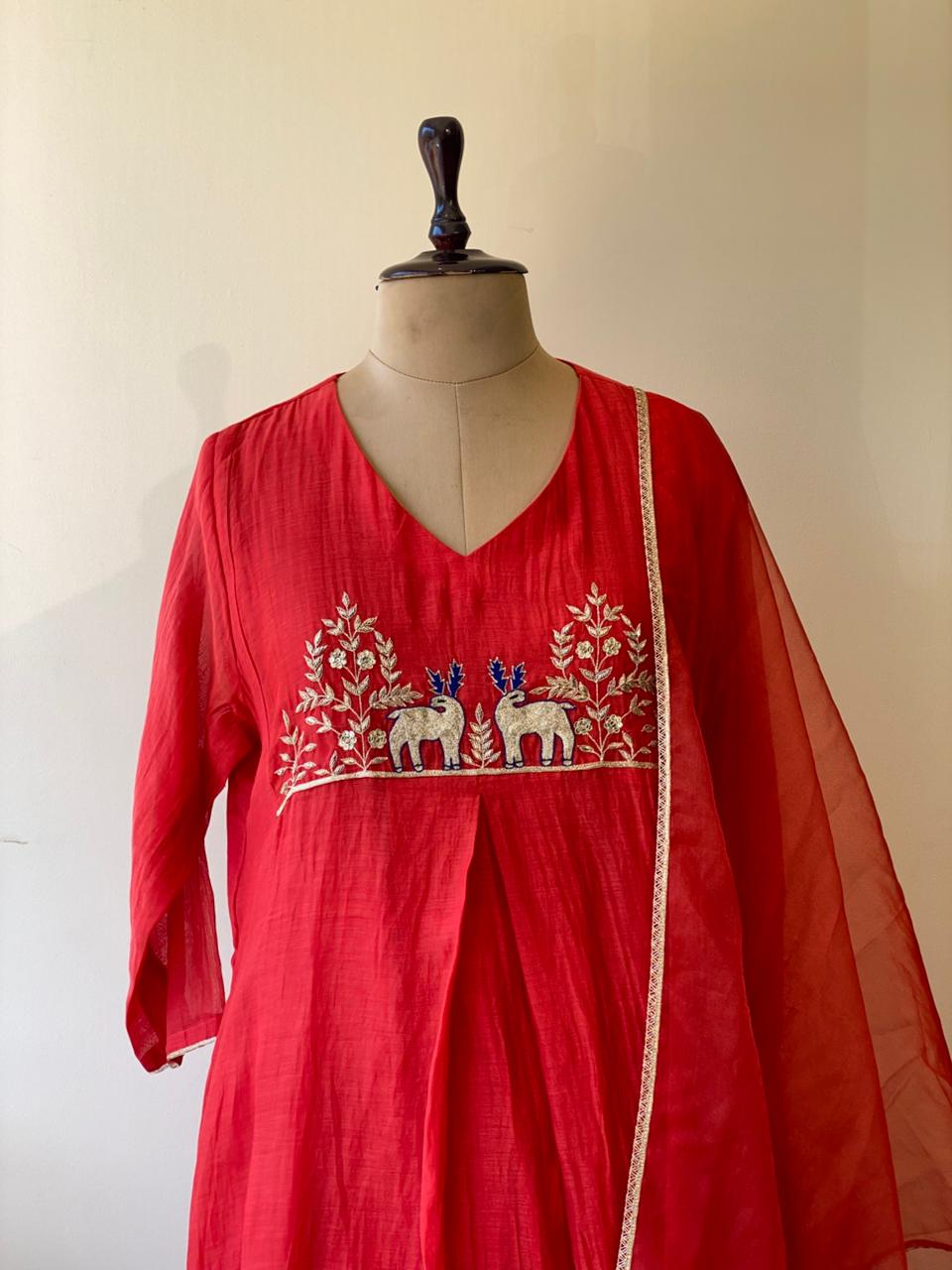 Orange Pure mul chanderi salwar set -SMUL36- SIZE42